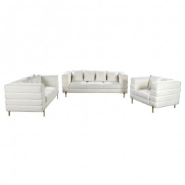 Ε9600,1 MORRIS Set Σαλόνι - Καθιστικό 3θέσιος + 2θέσιος + Πολυθρόνα Ύφασμα Teddy Άσπρο