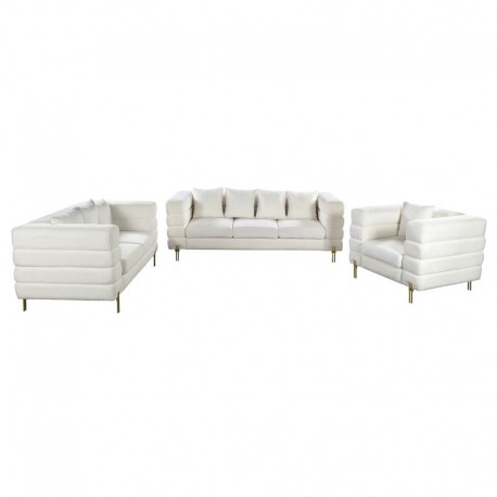 Ε9600,1 MORRIS Set Σαλόνι - Καθιστικό 3θέσιος + 2θέσιος + Πολυθρόνα Ύφασμα Teddy Άσπρο