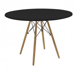 292-000113 Τραπέζι Julita pakoworld MDF μαύρο και ξύλο οξιάς σε φυσική απόχρωση Φ120x73εκ
