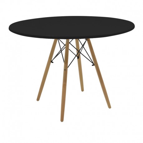 292-000113 Τραπέζι Julita pakoworld MDF μαύρο και ξύλο οξιάς σε φυσική απόχρωση Φ120x73εκ