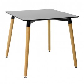 292-000107 Τραπέζι Natali pakoworld MDF μαύρο-πόδια φυσικό 80x80x76εκ