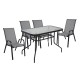 Ε270,4S RIO Set Τραπεζαρία Κήπου Μέταλλο Βαφή Μαύρο, Textilene Γκρι: Τραπέζι + 4 Πολυθρόνες