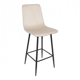 029-000411 Σκαμπό μπαρ Grato pakoworld ύφασμα μπεζ-πόδι μαύρο μεταλλικό 43.5x55x114εκ