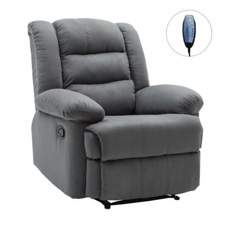 Ε971,2Μ JULIA Massage Πολυθρόνα Relax Σαλονιού - Καθιστικού, Ύφασμα Γκρι