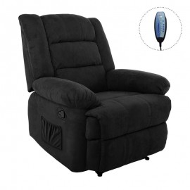 Ε971,3Μ JULIA Massage Πολυθρόνα Relax Σαλονιού - Καθιστικού, Ύφασμα Μαύρο