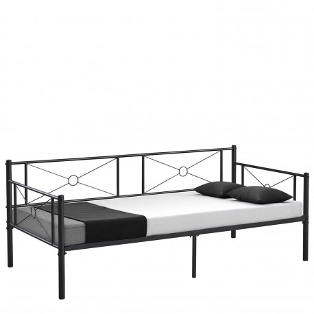14920032 Καναπές Κρεβάτι ArteLibre CIMARRON Μαύρο Μέταλλο Για Στρώμα 90x190cm