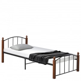 14920037 Κρεβάτι Μονό ArteLibre LARAMIE Μαύρο/Καρυδί Μέταλλο Για Στρώμα 90x200cm