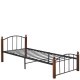 14920037 Κρεβάτι Μονό ArteLibre LARAMIE Μαύρο/Καρυδί Μέταλλο Για Στρώμα 90x200cm