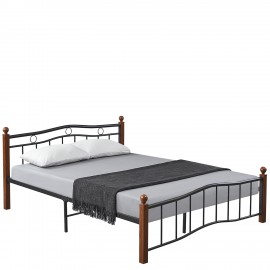 14920040 Κρεβάτι Ημίδιπλο ArteLibre ARROWHEAD Μαύρο/Καρυδί Μέταλλο Για Στρώμα 120x200cm