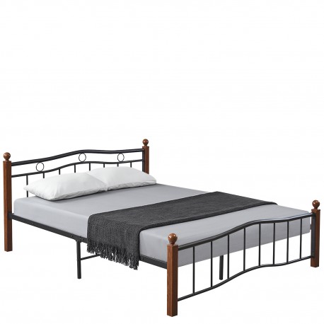 14920040 Κρεβάτι Ημίδιπλο ArteLibre ARROWHEAD Μαύρο/Καρυδί Μέταλλο Για Στρώμα 120x200cm