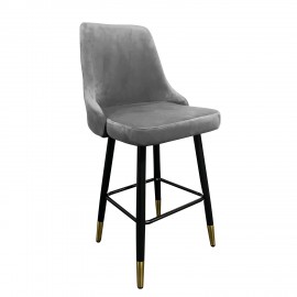 14240077 Σκαμπό Bar ArteLibre COBB Με Πλάτη Γκρι Βελούδο/Μέταλλο 49x53x100cm Γκρι