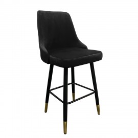 14240078 Σκαμπό Bar ArteLibre COBB Με Πλάτη Μαύρο Βελούδο/Μέταλλο 49x53x100cm Μαύρο