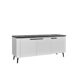 860214 Έπιπλο TV ASTANA 128 με φωτισμό led λευκό γυαλιστερό/ μαύρο μάρμαρο 128,3x40x59,9