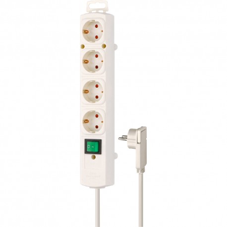 Πολύπριζο 4 θέσεων με διακόπτη και γωνιακό βύσμα 1153120100 BRENNENSTUHL λευκό