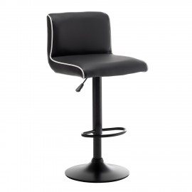 14240075 Σκαμπό Bar ArteLibre ARMOR Με Πλάτη Πτυσσόμενο Μαύρο/Λευκό PU/Μέταλλο 45x48x86-107.5cm Μαύρο/Λευκό