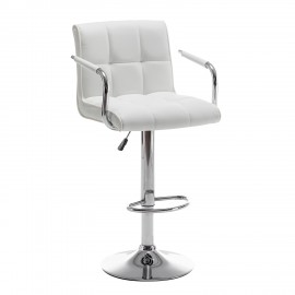 14240079 Σκαμπό Bar ArteLibre DOKK Με Πλάτη Πτυσσόμενο Λευκό PU/Μέταλλο 52x56x94-115cm Λευκό