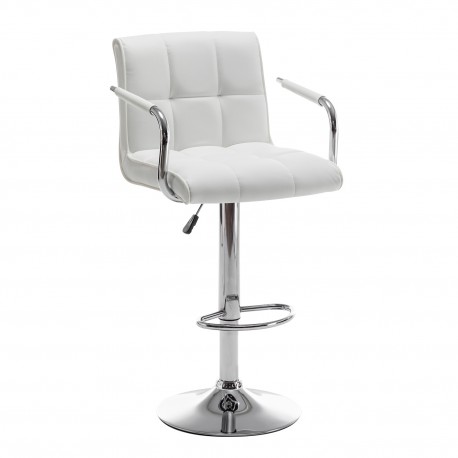 14240079 Σκαμπό Bar ArteLibre DOKK Με Πλάτη Πτυσσόμενο Λευκό PU/Μέταλλο 52x56x94-115cm Λευκό