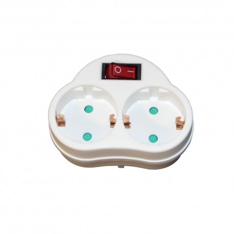 Αντάπτορας  2 θέσεων σούκο με διακόπτη ON/OFF Λευκό KF-ZΒ-01/02Κ TELCO