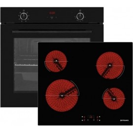 Pyramis PO78072008SBL + PHC62430FMB Φούρνος άνω Πάγκου 78lt με Κεραμικές Εστίες Π60cm Μαύρος A