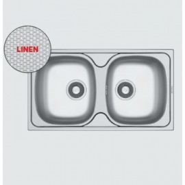 Pyramis E78 100138901 Ένθετος Νεροχύτης 2 Γούρνες Χωρίς Οπή Ερμάριο 80cm, 78*43.5 cm Ανοξείδωτο