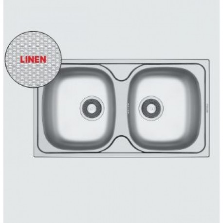 Pyramis E78 100138901 Ένθετος Νεροχύτης 2 Γούρνες Χωρίς Οπή Ερμάριο 80cm, 78*43.5 cm Ανοξείδωτο