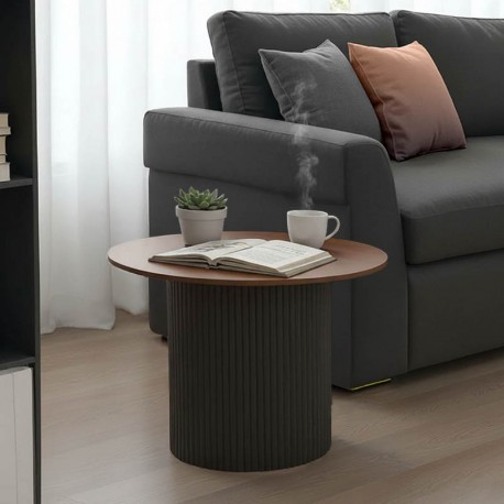 029-000352 Τραπέζι σαλονιού Dovel pakoworld mdf σε καρυδί-μαυρη απόχρωση Φ70x45εκ