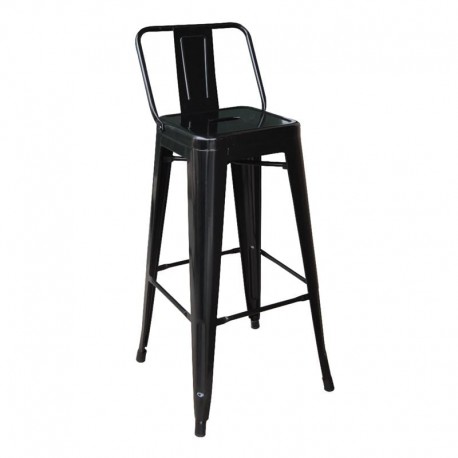 Ε5199,1W1 RELIX Σκαμπό Bar με Πλάτη, Μέταλλο Βαφή Μαύρο, Ύψος καθίσματος 66cm