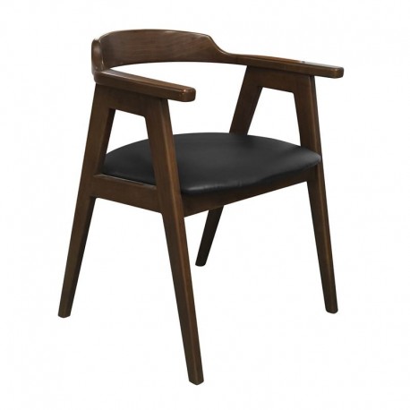 Ε7681,1 SELVA Πολυθρόνα Τραπεζαρίας, Απόχρωση Καρυδί, Pu Μαύρο