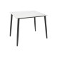 029-000376 Τραπέζι Gustas pakoworld λευκό μαρμάρου sintered stone-μαύρο μέταλλο 80x80x76εκ