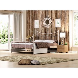 7742 ΥΒΟΝΝΗ ΚΡΕΒΑΤΙ ΜΕΤΑΛΛΙΚΟ ΙΒΟΥΑΡ ΔΙΠΛΟ ΕΛΛΗΝΙΚΗΣ ΚΑΤΑΣΚΕΥΗΣ ΓΙΑ ΣΤΡΩΜΑ 160Χ200ΕΚ. ΜΕ ΤΑΒΛΕΣ