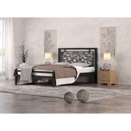 7715 ΜΙΡΑΝΤΑ ΚΡΕΒΑΤΙ ΜΕΤΑΛΛΙΚΟ ΜΑΥΡΟ ΔΙΠΛΟ ΕΛΛΗΝΙΚΗΣ ΚΑΤΑΣΚΕΥΗΣ ΓΙΑ ΣΤΡΩΜΑ 160Χ190ΕΚ. ΜΕ ΤΑΒΛΕΣ