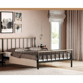 7762 ΤΟΝΙΑ ΚΡΕΒΑΤΙ ΞΥΛΟ-ΜΕΤΑΛΛΟ ΜΑΥΡΟ/URBAN OAK ΔΙΠΛΟ ΕΛΛΗΝΙΚΗΣ ΚΑΤΑΣΚΕΥΗΣ ΓΙΑ ΣΤΡΩΜΑ 160Χ200ΕΚ. ΜΕ ΤΑΒΛΕΣ