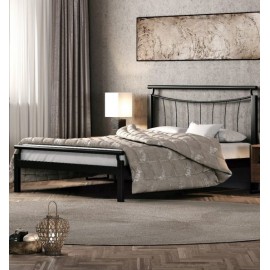 7752 ΧΑΡΙΣ ΚΡΕΒΑΤΙ ΜΕΤΑΛΛΙΚΟ ΜΑΥΡΟ ΜΟΝΟ ΕΛΛΗΝΙΚΗΣ ΚΑΤΑΣΛΕΥΗΣ ΓΙΑ ΣΤΡΩΜΑ 090Χ200ΕΚ. ΜΕ ΤΑΒΛΕΣ