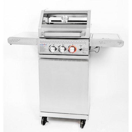 Calfer Gas BBQ.021 Ψησταριά Υγραερίου Μαντεμένιας Σχάρας 48x42εκ. με 2 Εστίες 7kW και Πλαϊνό Μάτι