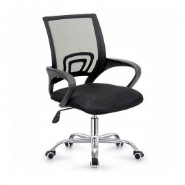 ΕΟ254,4WC1 BF2101-W Πολυθρόνα Γραφείου χωρίς Ανάκλιση, Μέταλλο Χρώμιο Mesh Μαύρο