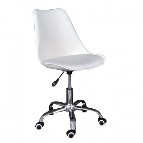 ΕΟ201,2WL MARTIN-W Καρέκλα Γραφείου, Βάση Χρώμιο, PP & Pu Άσπρο, Μονταρισμένη Ταπετσαρία