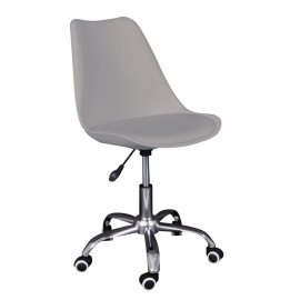 ΕΟ201,4WL MARTIN-W Καρέκλα Γραφείου, Βάση Χρώμιο, PP & Pu Γκρι, Μονταρισμένη Ταπετσαρία