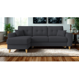 0011.NV25DG Fiona γωνιακός καναπές κρεβάτι 235x160x82εκ. με αποθηκευτικό χώρο Γκρι σκούρο με αναστρέψιμη γωνία  Γκρι σκούρο 235x