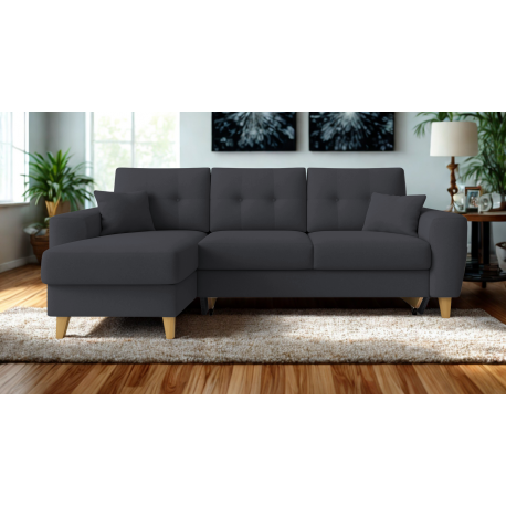 0011.NV25DG Fiona γωνιακός καναπές κρεβάτι 235x160x82εκ. με αποθηκευτικό χώρο Γκρι σκούρο με αναστρέψιμη γωνία  Γκρι σκούρο 235x