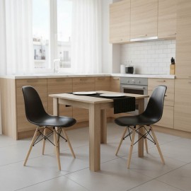 200-001200 Τραπεζαρία Manka I-Julita pakoworld σετ 3τεμ σε sonoma-μαύρη απόχρωση 80x80x77εκ