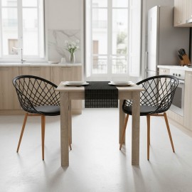 200-001206 Τραπεζαρία Manka-Ezra pakoworld σετ 3τεμ σε sonoma-μαύρη απόχρωση 80x80x77εκ