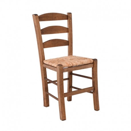 Ρ930,Ε2 ΣΚΥΡΟΣ Καρέκλα Οξιά Βαφή Εμποτισμού Καρυδί, Κάθισμα Ψάθα