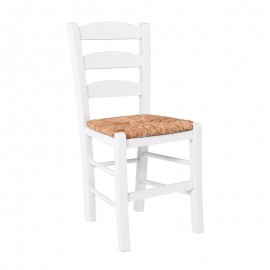 Ρ930,Ε8 ΣΚΥΡΟΣ Καρέκλα Οξιά Βαφή Εμποτισμού Λάκα Άσπρο, Κάθισμα Ψάθα