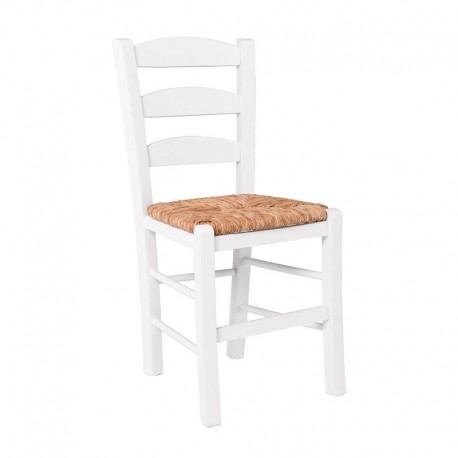 Ρ930,Ε8 ΣΚΥΡΟΣ Καρέκλα Οξιά Βαφή Εμποτισμού Λάκα Άσπρο, Κάθισμα Ψάθα