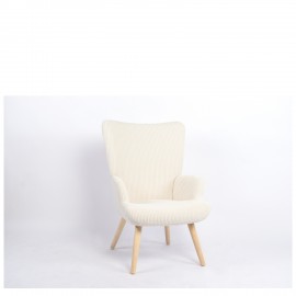 14770085 Πολυθρόνα ArteLibre LIRA Κρεμ Ύφασμα Κοτλέ/Ξύλο 94.5x64x70.5cm Μπεζ/Κρεμ