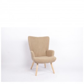 14770086 Πολυθρόνα ArteLibre LIRA Μπεζ Ύφασμα Κοτλέ/Ξύλο 94.5x64x70.5cm Μπεζ