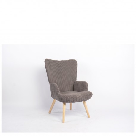 14770087 Πολυθρόνα ArteLibre LIRA Γκρι Ύφασμα Κοτλέ/Ξύλο 94.5x64x70.5cm Γκρι