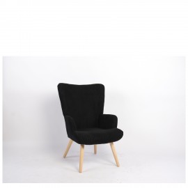 14770088 Πολυθρόνα ArteLibre LIRA Μαύρο Ύφασμα Κοτλέ/Ξύλο 94.5x64x70.5cm Μαύρο