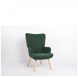 14770089 Πολυθρόνα ArteLibre LIRA Πράσινο Ύφασμα Κοτλέ/Ξύλο 94.5x64x70.5cm Πράσινο