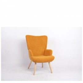 14770090 Πολυθρόνα ArteLibre LIRA Μουσταρδί Ύφασμα Κοτλέ/Ξύλο 94.5x64x70.5cm Πορτοκαλί/Μουσταρδί